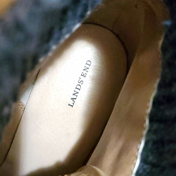 Land's End Tan Suede Leather Wedge Lace up Botties Sz 9.5 - Picture 12 of 12